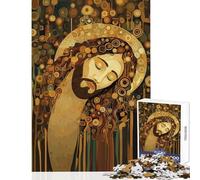 Puzzle de 1000 pièces pour Adolescents, représentant Jésus-Christ dans Le Style de Gustav Klimt Jeu Anti-Stress, Cadeau d'anniversaire et éducatif Chaque pièce est Unique Dimensions 38x52cm