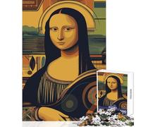 Puzzle de 1000 pièces pour Adolescents représentant la Joconde en Style géométrique Jeu éducatif pour Un Anniversaire Comprend Une Affiche et Une fiche de Questions-réponses Assorties