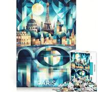 Puzzle de 1000 pièces pour Adolescents, représentant la Skyline cubiste de Paris avec la Tour Eiffel et la Seine, Jouet éducatif, activités familiales, Cadeau pour Femmes 50x75cm