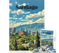 Puzzle de 1000 pièces pour Adolescents représentant la Skyline de Santiago du Chili Jeu éducatif décoration Murale Jouet à Monter soi-même Stimulant cérébral (38x52cm)