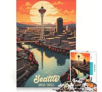 Puzzle de 1000 pièces pour Adolescents représentant la Space Needle de Seattle Un Jeu de réflexion Une activité Amusante à Faire à la Maison Un Cadeau pour Femmes 38x26cm