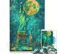 Puzzle de 1000 pièces pour Adolescents représentant la Statue de la Liberté américaine Jouet éducatif pour améliorer la mémoire avec Poster et fiche de Questions-réponses Assortis 38x26cm