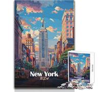 Puzzle de 1000 pièces pour Adolescents, représentant la Ville de New York avec l'empire State Building Jeu Impossible, activités familiales, Cadeau de Noël Secret Dimensions:50x75cm