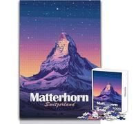 Puzzle de 1000 pièces pour Adolescents, représentant Le Cervin (Suisse), Un Paysage de Montagne Jeu intellectuel Stimulant la mémoire, idéal comme Cadeau d'anniversaire Dimensions 38x26cm