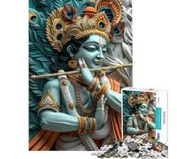 Puzzle de 1000 pièces pour Adolescents représentant Le Dieu Hindou Krishna à Monter soi-même Un Cadeau Unique et Artistique pour Un Anniversaire ou Noël (38x26cm)