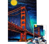 Puzzle de 1000 pièces pour Adolescents représentant Le Golden Gate Bridge de San Francisco la Nuit Jeu de Puzzle pour Adultes et familles Niveau de difficulté Difficile Idée Cadeau Originale