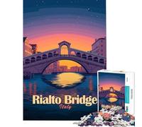 Puzzle de 1000 pièces pour Adolescents représentant Le Pont du Rialto à Venise en Italie Jeu éducatif pour Un Anniversaire ou pour s'amuser en Famille (Dimensions 38x52cm)