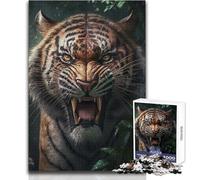 Puzzle de 1000 pièces pour Adolescents, représentant Le Portrait d'un Tigre en colère Jeu intellectuel pour Toute la Famille, idéal comme Cadeau d'anniversaire Dimensions : 50x75cm