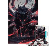 Puzzle de 1000 pièces pour adolescents représentant le pouvoir du Kitsune noir idéal pour un jeu éducatif et stimulant en famille mais aussi comme cadeau amusant et humoristique pour les anniversaires
