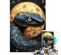 Puzzle de 1000 pièces pour Adolescents représentant Le Serpent Cosmique et la Lune dorée Puzzle pour Adultes décoration Murale Jeu Amusant et Humoristique pour s'amuser à la Maison (Taille 50x75cm)