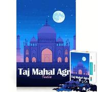Puzzle de 1000 pièces pour Adolescents représentant Le Taj Mahal à Agra, en Inde, la Nuit Découpe Fine, Art, entraînement à la Concentration, Jeu Amusant et Calme, Cadeau de Noël (38x26cm)