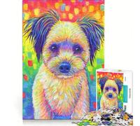 Puzzle de 1000 pièces pour Adolescents, représentant Un Adorable Chien Arc-en-Ciel Jeu de réflexion Stimulant et Difficile, idéal comme Cadeau pour Toute la Famille 38x52cm