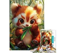 Puzzle de 1000 pièces pour Adolescents représentant Un Adorable Panda Roux Mangeant du Bambou Puzzle Anti-Stress pour Adultes Niveau Difficile idéal comme Cadeau de Noël ou d'anniversaire (38x52cm)