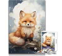 Puzzle de 1000 pièces pour Adolescents, représentant Un bébé Renard Roux Jeu Pratique et Anti-Stress, idéal comme Cadeau pour Femmes Dimensions : 38x52cm