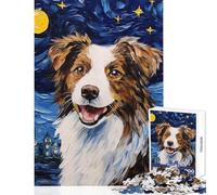 Puzzle de 1000 pièces pour Adolescents représentant Un Berger Australien Jeu Anti-Stress idéal comme Cadeau d'anniversaire ou pour se détendre à la Maison Dimensions 38x52cm