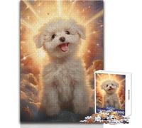 Puzzle de 1000 pièces pour Adolescents, représentant Un Bichon frisé Souriant au Paradis Jeu Pratique et Anti-Stress, idéal comme Cadeau pour Femmes Dimensions : 38x52cm