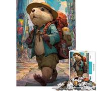 Puzzle de 1000 pièces pour Adolescents représentant Un Castor anthropomorphe Voyageur en Milieu Urbain Puzzle pour Adultes Jouet à Monter soi-même Jeu Stimulant pour Passer Le Temps et idées Cadeaux