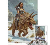 Puzzle de 1000 pièces pour Adolescents représentant Un Cavalier de tricératops Un Jeu de réflexion Stimulant pour améliorer la mémoire avec Une Affiche Assortie et Une fiche de Questions-réponses