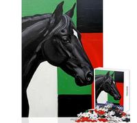 Puzzle de 1000 pièces pour Adolescents représentant Un Cheval Noir sur Fond géométrique Jeu éducatif et Casse-tête idéal pour Les Amateurs d'art Collection d'artistes Dimensions 38x26cm