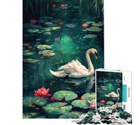 Puzzle de 1000 pièces pour Adolescents représentant Un Cygne dans Un étang de nénuphars Un Jeu éducatif et Stimulant Un Jeu Familial Amusant et Original Un Cadeau d'anniversaire idéal (38x26cm)