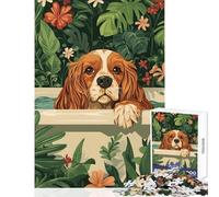 Puzzle de 1000 pièces pour Adolescents représentant Un épagneul Cavalier King Charles dans Une Baignoire Jeu Anti-Stress idéal pour se détendre se divertir en Famille et stimuler sa motricité Fine