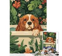 Puzzle de 1000 pièces pour Adolescents représentant Un épagneul Cavalier King Charles dans Une Baignoire Jeu éducatif Cadeau d'anniversaire Divertissement à la Maison Dimensions 50x75cm