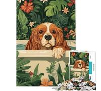 Puzzle de 1000 pièces pour Adolescents représentant Un épagneul Cavalier King Charles dans Une Baignoire Idéal pour Un Anniversaire ou Noël Jouet éducatif Anti-Stress Convient aux Enfants de 14 Ans