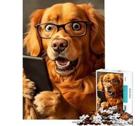 Puzzle de 1000 pièces pour Adolescents représentant Un Golden Retriever surpris par l'utilisation d'un Smartphone Jeu éducatif et Amusant Cadeau Original et décoration Murale (38x26cm)