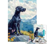 Puzzle de 1000 pièces pour Adolescents représentant Un Grand Danois dans Un Paysage de Montagne Puzzle pour Adultes Jeu Manuel décoration Murale Cadeau Unique pour Un Anniversaire ou Noël (38x52cm)