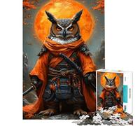 Puzzle de 1000 pièces pour Adolescents représentant Un Hibou Guerrier samouraï avec des épées Jeu de Puzzle pour Adultes et familles défi Difficile Cadeau d'anniversaire Original et Unique (38x52cm)