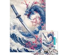 Puzzle de 1000 pièces pour Adolescents représentant Un Katana de Dragon Japonais Jeu Manuel idéal pour Les Femmes Cadeau Parfait (Taille 50x75cm)