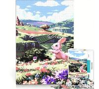 Puzzle de 1000 pièces pour Adolescents, représentant Un Lapin dans Un Paysage Fantastique Jeu Anti-Stress, idéal pour se détendre et renforcer Les Liens au Sein du Couple 50x75cm
