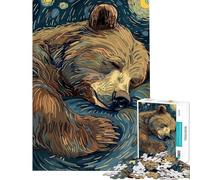 Puzzle de 1000 pièces pour Adolescents représentant Un Ours endormi sous Un Ciel étoilé Un défi Stimulant à relever pour Toute la Famille Jeu éducatif à partir de 14 Ans (38x26cm)