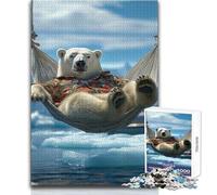 Puzzle de 1000 pièces pour Adolescents, représentant Un Ours Polaire dans Un hamac Jeu de Puzzle Original et Stimulant, idéal comme Cadeau pour Femmes Dimensions:50x75cm.