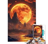 Puzzle de 1000 pièces pour Adolescents représentant Un Paysage de Montagne sous Une Lune flamboyante Jeu Amusant et Original idéal comme Cadeau de Noël ou d'anniversaire (75x50cm)