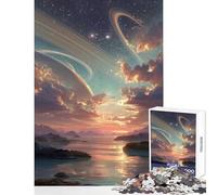 Puzzle de 1000 pièces pour Adolescents représentant Un Paysage d'exoplanètes avec Anneaux et Nuages Jeu éducatif Cadeau d'anniversaire ou Jeu Familial Comprend Une Affiche et Une fiche de