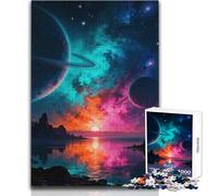Puzzle de 1000 pièces pour Adolescents, représentant Un Paysage d'exoplanètes avec des planètes à Anneaux Jeu intellectuel Stimulant et Difficile Décoration Murale Dimensions : 38x52cm