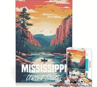Puzzle de 1000 pièces pour Adolescents représentant Un Paysage du fleuve Mississippi à Monter soi-même Jeu de Construction idéal pour améliorer la mémoire avec Poster Assorti et fiche de Questions