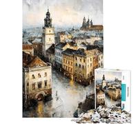 Puzzle de 1000 pièces pour Adolescents représentant Un Paysage Urbain avec Tours et bâtiments Jeu de réflexion Stimulant et Difficile idéal pour Les Jeunes Femmes (38x52cm)