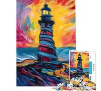 Puzzle de 1000 pièces pour Adolescents représentant Un Phare à colorier Jeu éducatif et Amusant idéal pour Toute la Famille et comme Cadeau d'anniversaire Original (38x26cm)