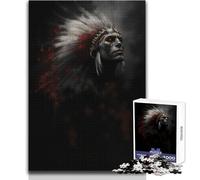 Puzzle de 1000 pièces pour Adolescents, représentant Un Portrait de Guerrier amérindien Jeu éducatif Familial, décoration Murale idéale Dimensions:50x75cm.