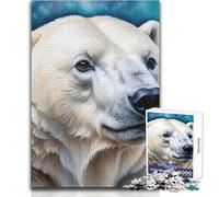 Puzzle de 1000 pièces pour Adolescents, représentant Un Portrait d'ours Polaire sur Fond Abstrait Un Jeu Stimulant et Original, idéal comme Cadeau pour Femmes Dimensions:38x52cm.