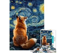 Puzzle de 1000 pièces pour Adolescents représentant Un Renard contemplant Une Nuit étoilée Jeu de Puzzle pour Adultes idéal pour Toute la Famille Amusant et divertissant à Faire à la Maison (38x26cm)