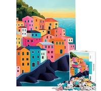 Puzzle de 1000 pièces pour Adolescents représentant Un Village côtier Italien coloré Jeu de réflexion Stimulant et Amusant (38x26cm) Idéal comme Cadeau ou Jouet