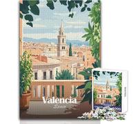 Puzzle de 1000 pièces pour Adolescents, représentant Une Affiche de la Ville de Valence Jeu Impossible, activités familiales, Cadeau de Noël Secret Dimensions:38x52cm