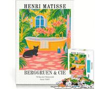 Puzzle de 1000 pièces pour Adolescents représentant Une Affiche de l'exposition Henri Matisse avec Un Chat Noir Jeu Relaxant activité Amusante à la Maison pour Les Amateurs de Jeux
