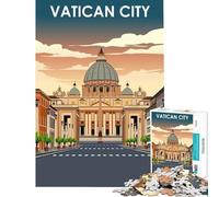 Puzzle de 1000 pièces pour Adolescents représentant Une Affiche de Voyage de la Cité du Vatican idéal pour Un Jeu éducatif Un Cadeau d'anniversaire ou pour s'amuser en Famille (38x52cm)