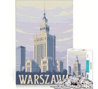 Puzzle de 1000 pièces pour Adolescents représentant Une Affiche de Voyage de Varsovie Jeux relaxants Analyse et logique renforçant l'amour au Sein des Couples 38x26cm