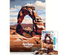 Puzzle de 1000 pièces pour Adolescents,représentant Une Affiche de Voyage du Parc National des Arches Découpe Lisse,Jeu de logique,Moment de détente,Cadeau d'anniversaire ou Loisir (50x75cm)