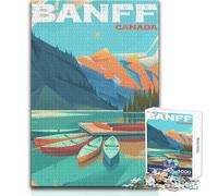 Puzzle de 1000 pièces pour Adolescents,représentant Une Affiche du Parc National de Banff Jeu Stimulant d'analyse et de logique Idéal comme Cadeau de Père Noël Secret Dimensions : 38x52cm